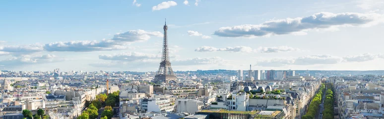 Crédence de cuisine en verre imprimé Paris tour eiffel et paysage parisien