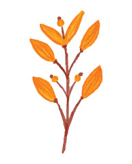 Watercolor Illustration of Autumn Branch