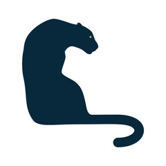 African panther silhouette in a sitting pose isolated on white background.  Vector illustration EPS10