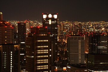 日本 大阪府 梅田スカイビル 空中庭園展望台からの眺望 夜景