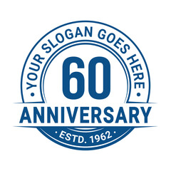 60 years anniversary logo design template. 60th anniversary celebrating logotype. Vector and illustration.
