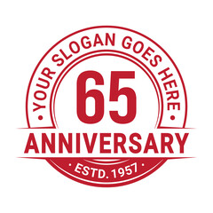 65 years anniversary logo design template. 65th anniversary celebrating logotype. Vector and illustration.
