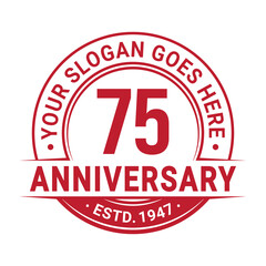 75 years anniversary logo design template. 75th anniversary celebrating logotype. Vector and illustration.
