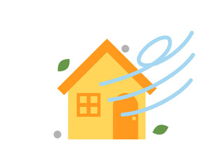 台風や強風や嵐をイメージしたイラスト