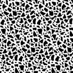 Black and White Terrazzo Vector Seamless Pattern