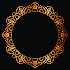 Luxury golden circle frame with vintage mandala gold circular pattern or gold mandala background