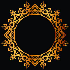 Luxury golden circle frame with vintage mandala gold circular pattern or gold mandala background