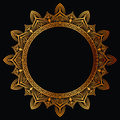 Luxury golden circle frame with vintage mandala gold circular pattern or gold mandala background