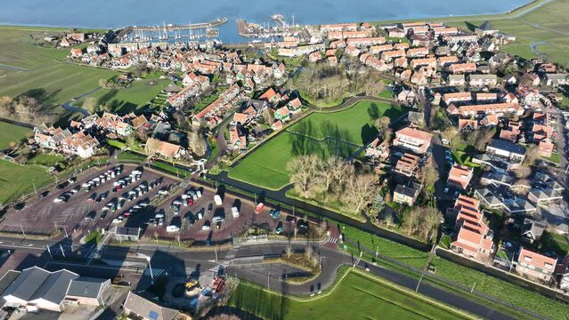 Typical dutch touristic attraction old historic picturesque fishing village on the penisula of Marken, The Netherlands. Europe near Amsterdam and Volendam in Waterland. Holland.