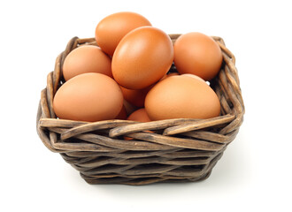 brown eggs on white background
