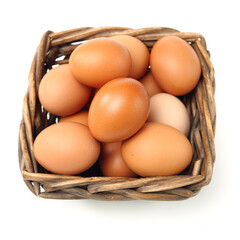brown eggs on white background
