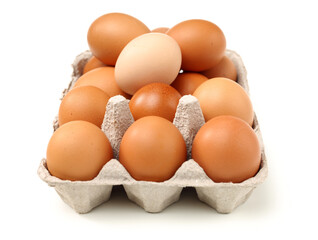brown eggs on white background