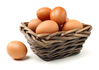 brown eggs on white background