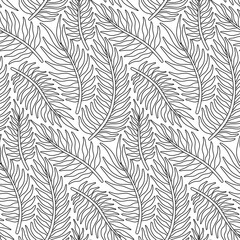 Black and White Nature Vector Seamless Pattern