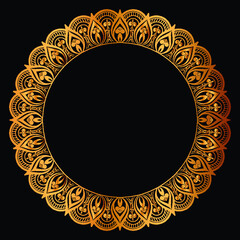 Luxury golden circle frame with vintage mandala gold circular pattern or gold mandala background