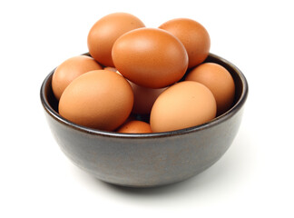 brown eggs on white background