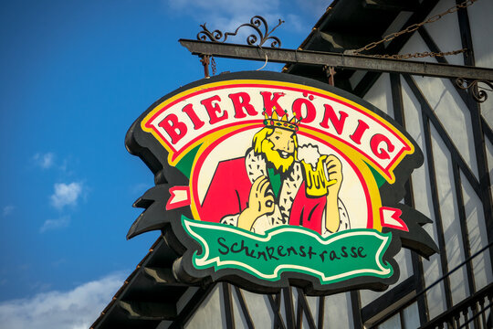 Logo of famous pub and partyhall "Bierk&ouml;nig" at "Schinkenstra&szlig;e" on Mallorca