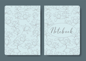 Cover design with magnolia for notebook, book