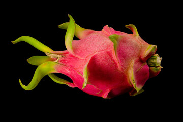 Fresh dragon fruit closeup on black background