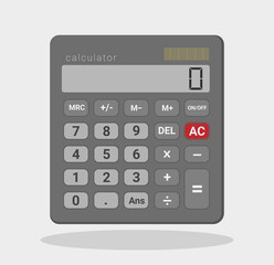 Dark electronic calculator in flat style. Pocket calculators for finance, business.  vector illustration.
