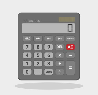 Dark electronic calculator in flat style. Pocket calculators for finance, business.  vector illustration.