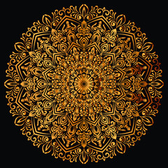 Luxury mandala gold black background in islamic arabesque style for invitation