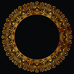 Luxury golden circle frame with vintage mandala gold circular pattern or gold mandala background