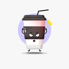 Cute coffee cup character is angry