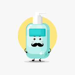 Cute hand sanitiser character with mustache