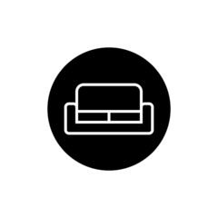 Sofa icon in black round