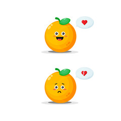 Cute orange character with happy and sad expressions