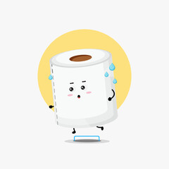 Funny toilet paper character running competition