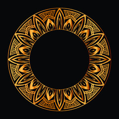 Luxury golden circle frame with vintage mandala gold circular pattern or gold mandala background