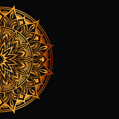 Gold vintage frame for title with mandala islamic invitation wedding card or ramadan kareem festival