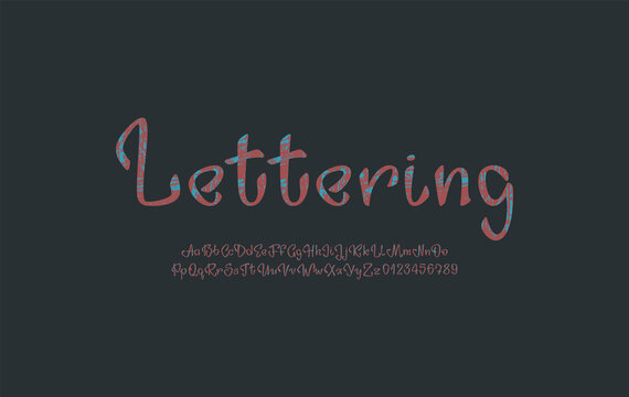 Cursive textured font, old handwritten script alphabet, retro calligraphy typeface