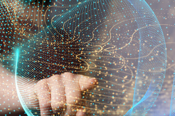 cloud network Computer connects to internet server service for cloud data transfer