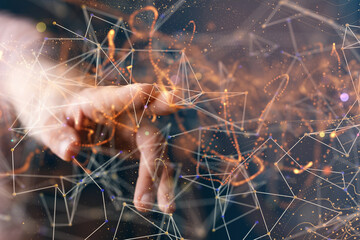 Digital technology background. Network connection dots and lines.