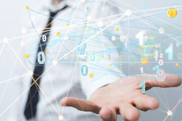 Global network. Blockchain. 3D illustration. Neural networks and artificial intelligence. Abstract  3d