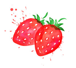 Watercolor illustration of wild strawberries
