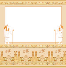 vintage card with frame and Egyptian accents - 499399580