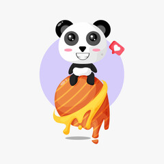 Illustration of cute panda sitting on the planet