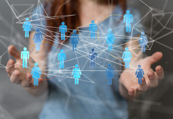 Abstract technology group and data 3d