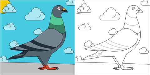 Beautiful pigeon suitable for children's coloring page vector illustration