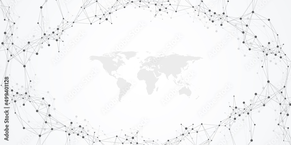 Leinwandbilder Geometric graphic background molecule and communication. Big data complex with compounds. Lines plexus, minimal array. Digital data visualization. Scientific cybernetic illustration.