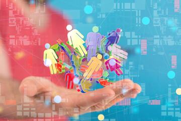 Global network. Blockchain. 3D illustration. Neural networks and artificial intelligence. Abstract