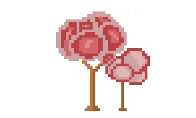 Pixel art red trees