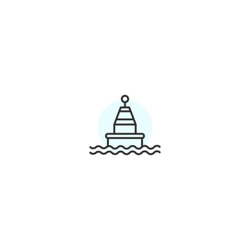 recommend clip art: Buoy sea beacon line icon. Waterway protection zone marker