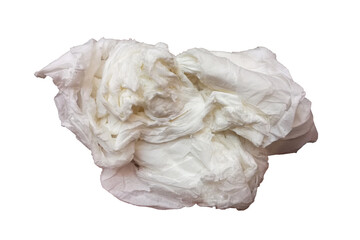wet tissues after cleaning isolate on white background.