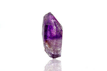 macro mineral stone amethyst on a white background
