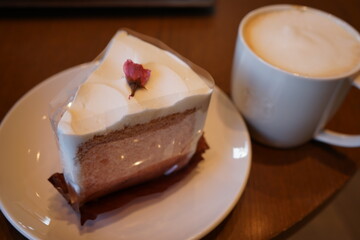 桜 シフォンケーキ コーヒー